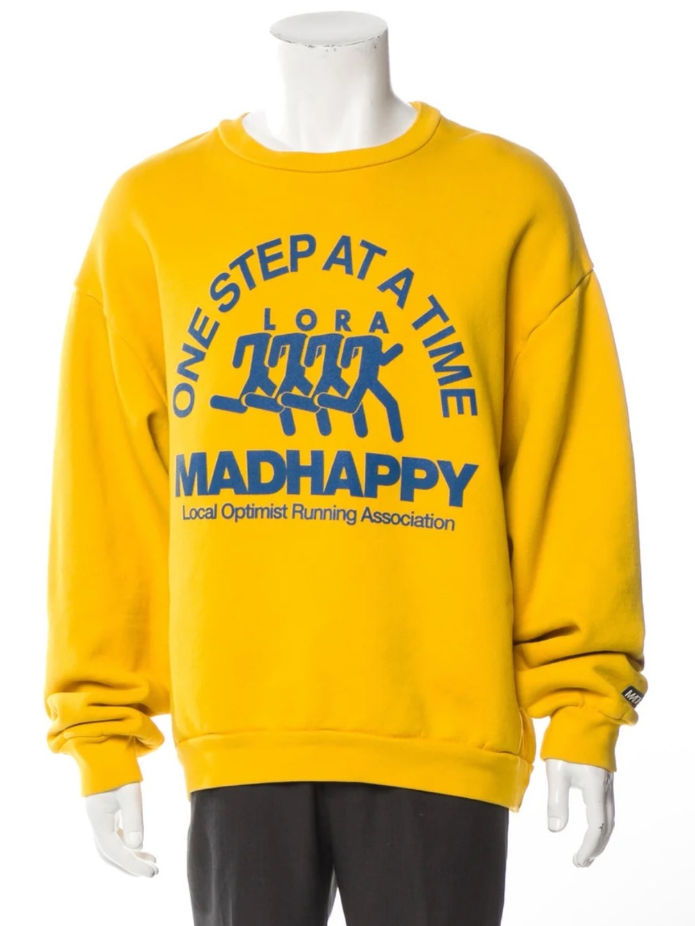 Madhappy Yellow Crewneck Sweatshirt with Blue Logo